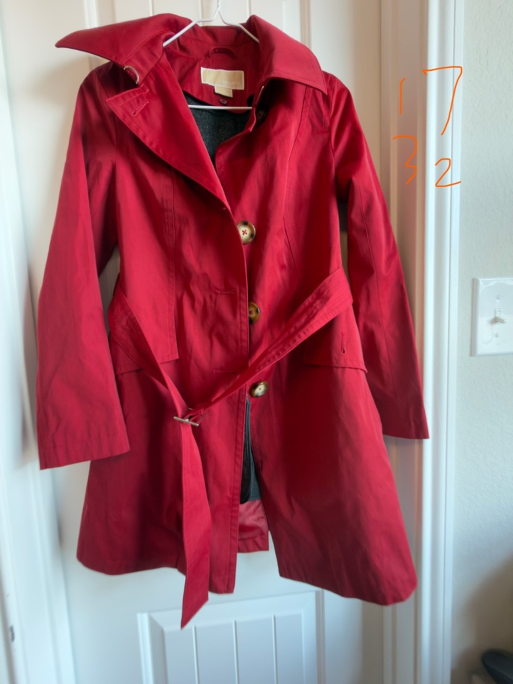 Michael Kors Red Trench Coat with Belt